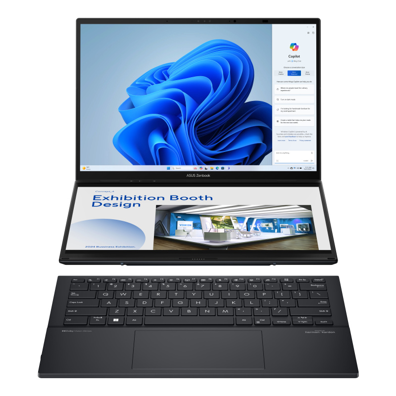 ASUS Zenbook Duo UX8406MA-QL357X Intel Core Ultra 7 155H Hybride (2-en-1) 35,6 cm (14") Écran tactile WUXGA 32 Go LPDDR5x-SDRAM 1 To SSD Wi-Fi 6E (802.11ax) Windows 11 Pro Gris
