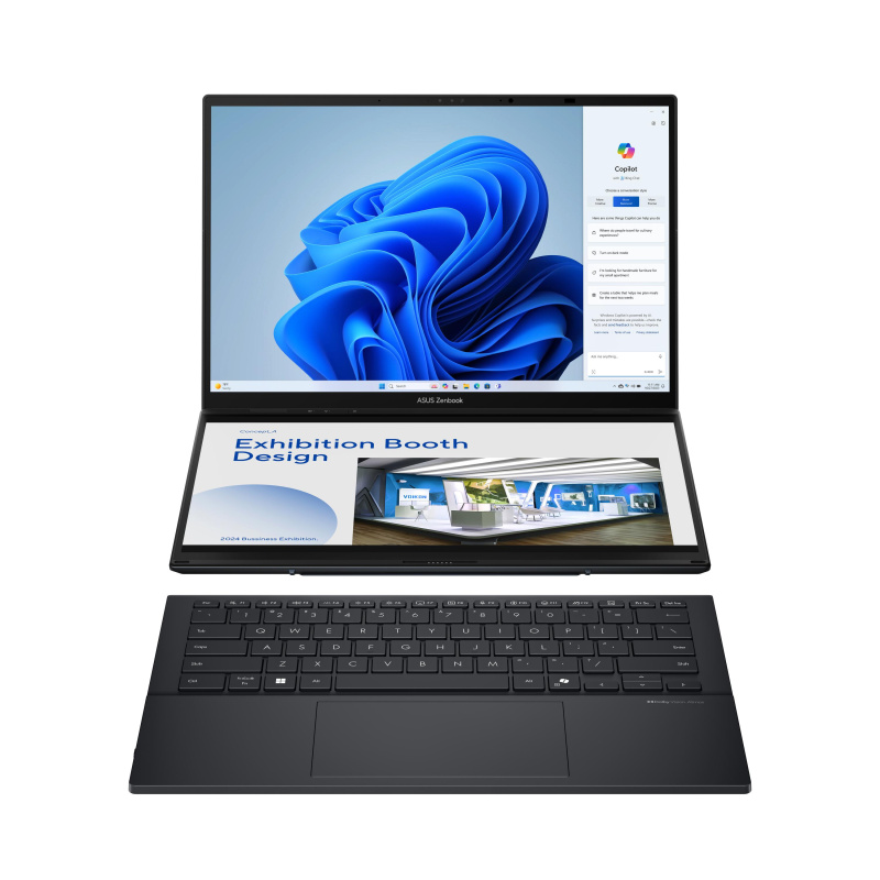 ASUS Zenbook Duo UX8406CA-ISCQL302X Intel Core Ultra 9 285H Hybride (2-en-1) 35,6 cm (14") Écran tactile WUXGA 32 Go LPDDR5x-SDRAM 1 To SSD Wi-Fi 7 (802.11be) Windows 11 Pro Gris