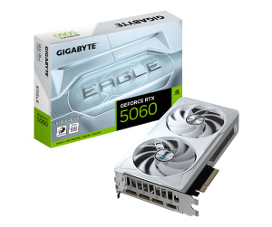 GIGABYTE GeForce RTX 5060 EAGLE OC ICE 8G Carte Graphique - 8GB GDDR7, 128bit, PCI-E 5.0, 2550 MHz Fréquence du cœur, 3 x DisplayPort, 1 x HDMI, GV-N5060EAGLEOC ICE-8GD