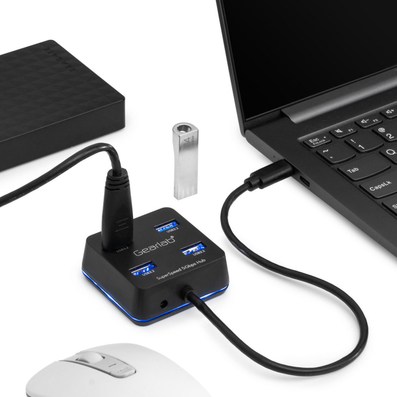 eSTUFF GLB235402 hub & concentrateur USB 3.2 Gen 1 (3.1 Gen 1) Type-C 5000 Mbit/s Noir