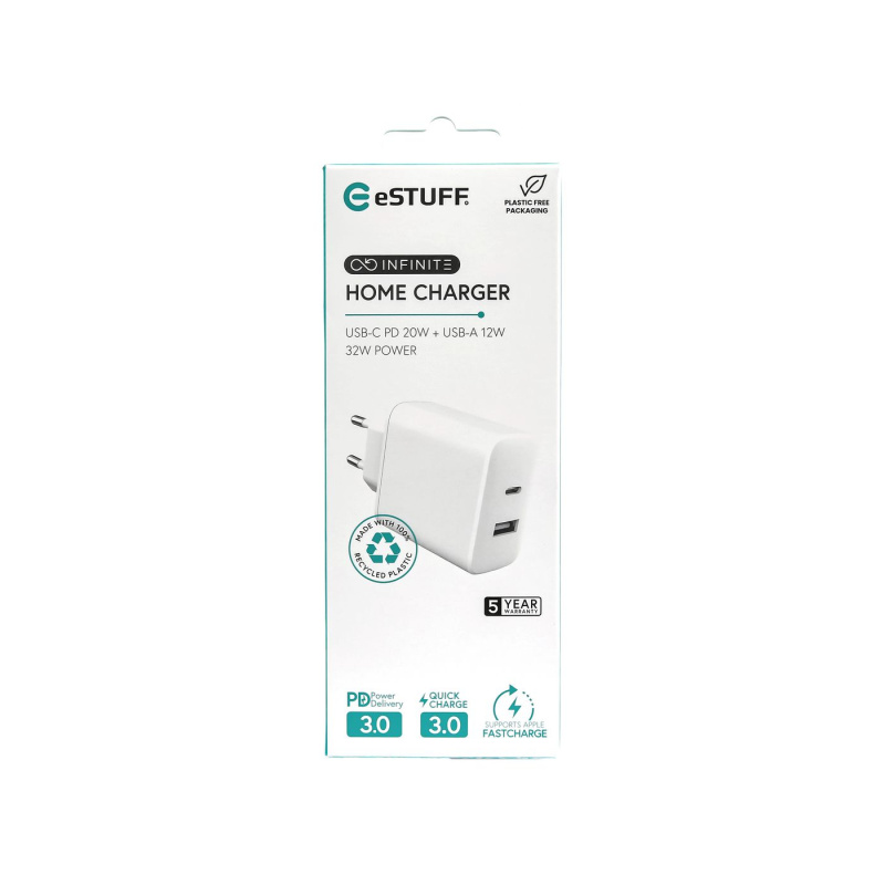 eSTUFF ES637031 chargeur d'appareils mobiles Smartphone Blanc Secteur Charge rapide Intérieure