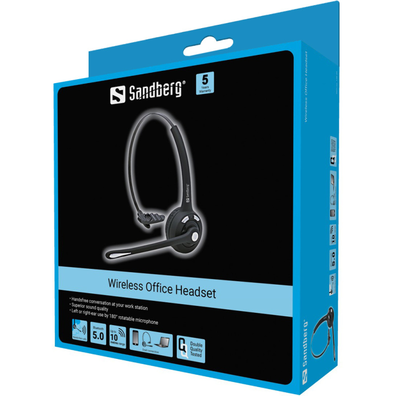 Sandberg 126-23 écouteur/casque Sans fil Arceau Bureau/Centre d'appels Bluetooth Noir