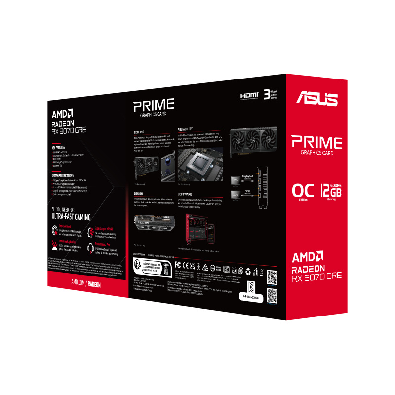 ASUS Prime -RX9070GRE-O12G AMD Radeon RX 9070 GRE 12 Go GDDR6