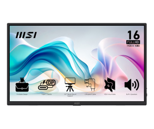MSI PRO MP165 E6 téléviseur et moniteur portables Moniteur portable Noir 39,6 cm (15.6") LED 1920 x 1080 pixels
