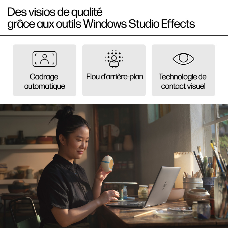 HP ENVY x360 14-fa0003nf AMD Ryzen™ 7 8840HS Hybride (2-en-1) 35,6 cm (14") Écran tactile 3K 16 Go LPDDR5-SDRAM 512 Go SSD Wi-Fi 6E (802.11ax) Windows 11 Home AI PC Argent