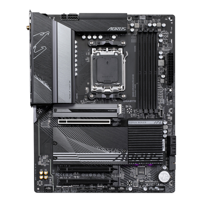 GIGABYTE B650 AORUS ELITE AX V2 Carte mère - AMD Ryzen série 9000, VRM 12+2+2 phases, jusqu'à 8000 MHz DDR5 (OC), 1xPCIe 5.0 + 2xPCIe 4.0 M.2, LAN 2,5 GbE, WIFI 6E, USB 3.2 Gen 2
