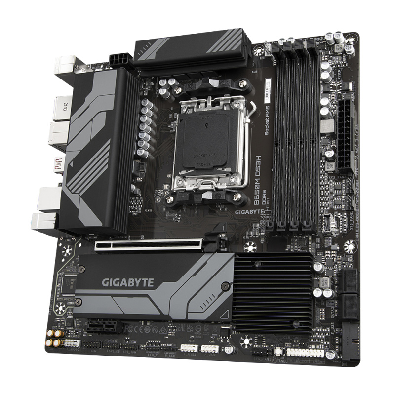 GIGABYTE B650M DS3H Carte mère - AMD Ryzen série 9000, VRM 6+2+1 phases, jusqu'à 8000 MHz DDR5 (OC), 2xPCIe 4.0 M.2, LAN 2,5 GbE, USB 3.2 Gen 2