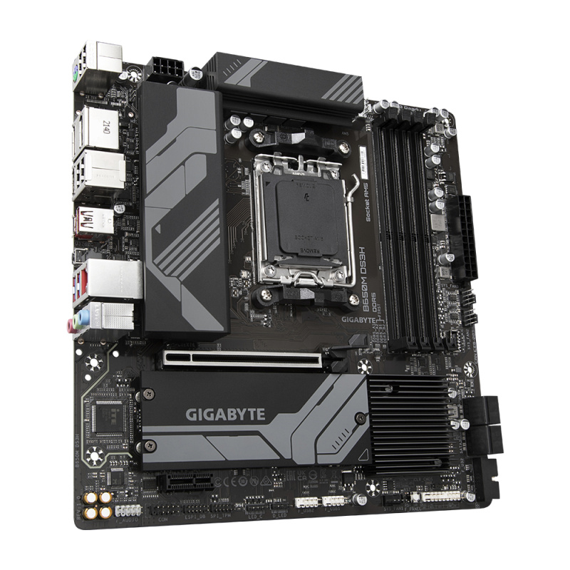 GIGABYTE B650M DS3H Carte mère - AMD Ryzen série 9000, VRM 6+2+1 phases, jusqu'à 8000 MHz DDR5 (OC), 2xPCIe 4.0 M.2, LAN 2,5 GbE, USB 3.2 Gen 2