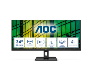 AOC U34E2M écran plat de PC 86,4 cm (34") 3440 x 1440 pixels Wide Quad HD Noir