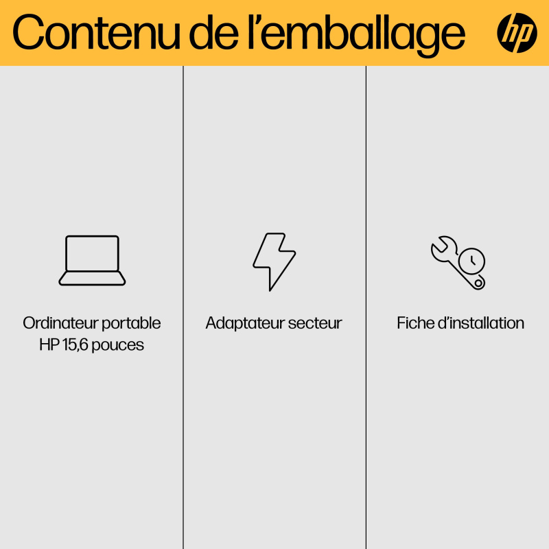 HP 15-fc0150nf AMD Ryzen™ 5 7520U Ordinateur portable 39,6 cm (15.6") Full HD 16 Go LPDDR5-SDRAM 1 To SSD Wi-Fi 6 (802.11ax) Windows 11 Home Argent