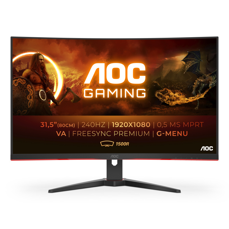 AOC G2 C32G2ZE/BK écran plat de PC 80 cm (31.5") 1920 x 1080 pixels Full HD LED Noir, Rouge