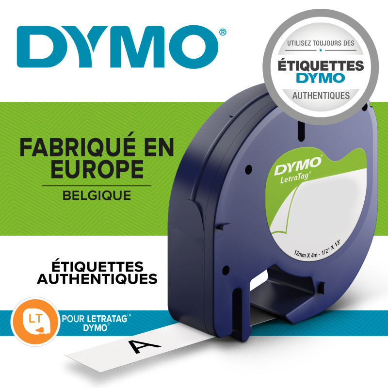 DYMO S0721510 ruban d'étiquette Noir sur blanc