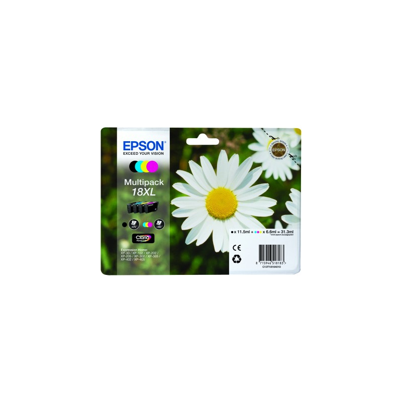 Epson Daisy Multipack "Pâquerette" - Encre Claria Home N,C,M,J (XL)