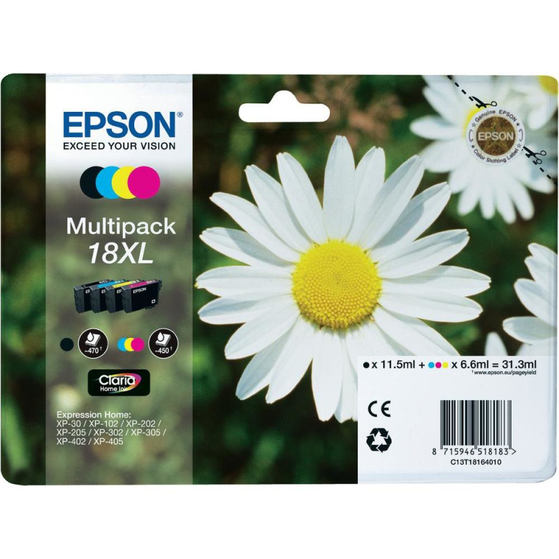 Epson Daisy Multipack "Pâquerette" - Encre Claria Home N,C,M,J (XL)