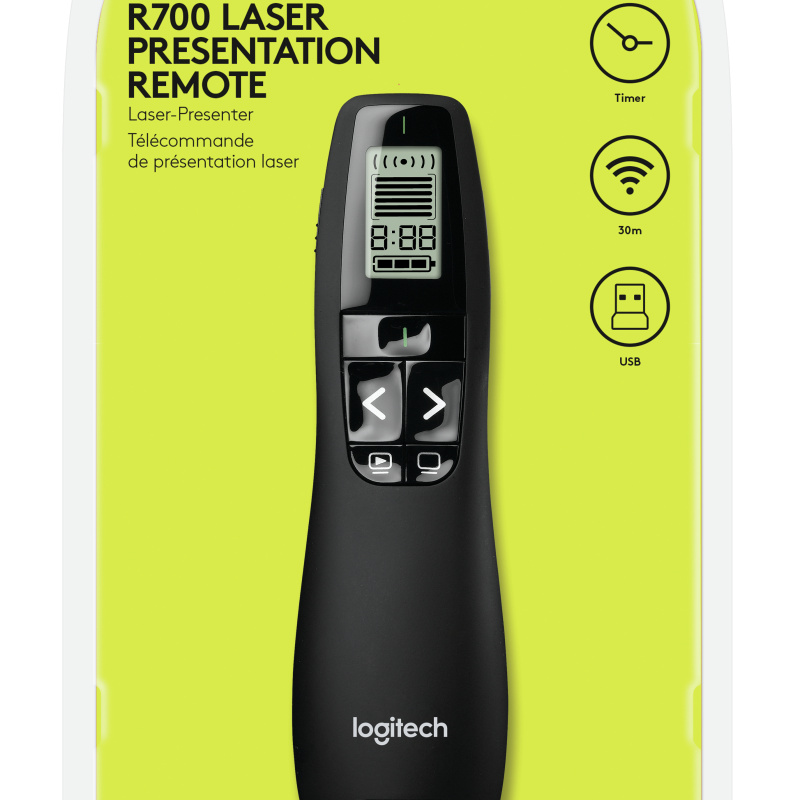 Logitech Professional Presenter R700 télécommande RF Noir