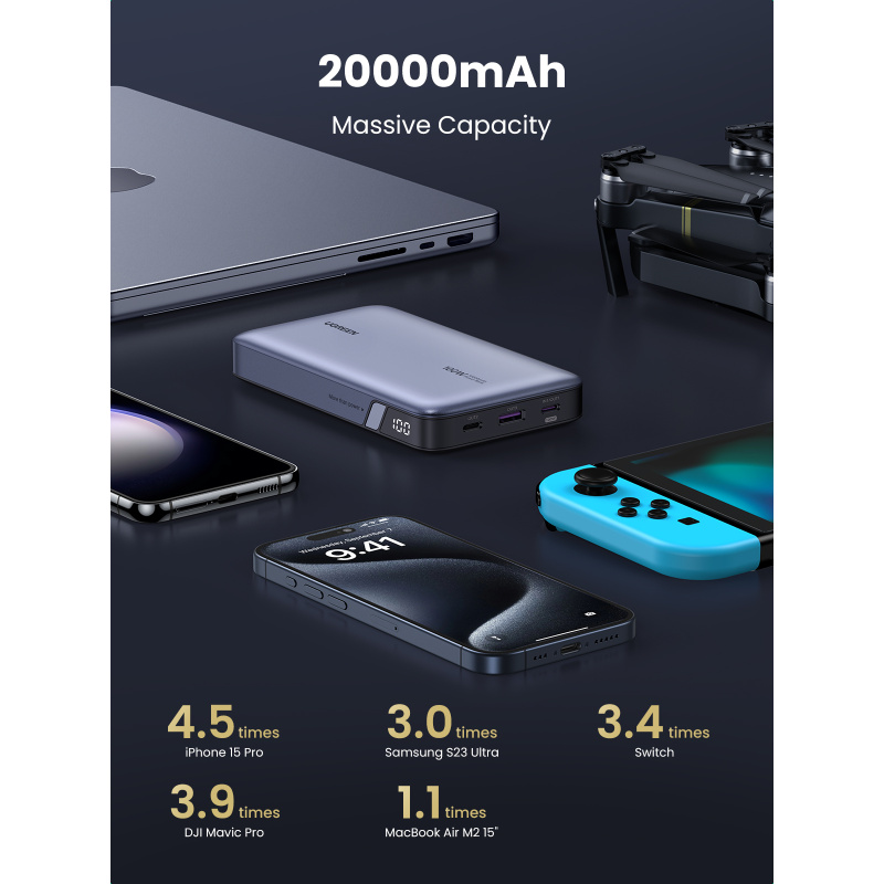 Ugreen 25188 banque d'alimentation électrique 20000 mAh Gris