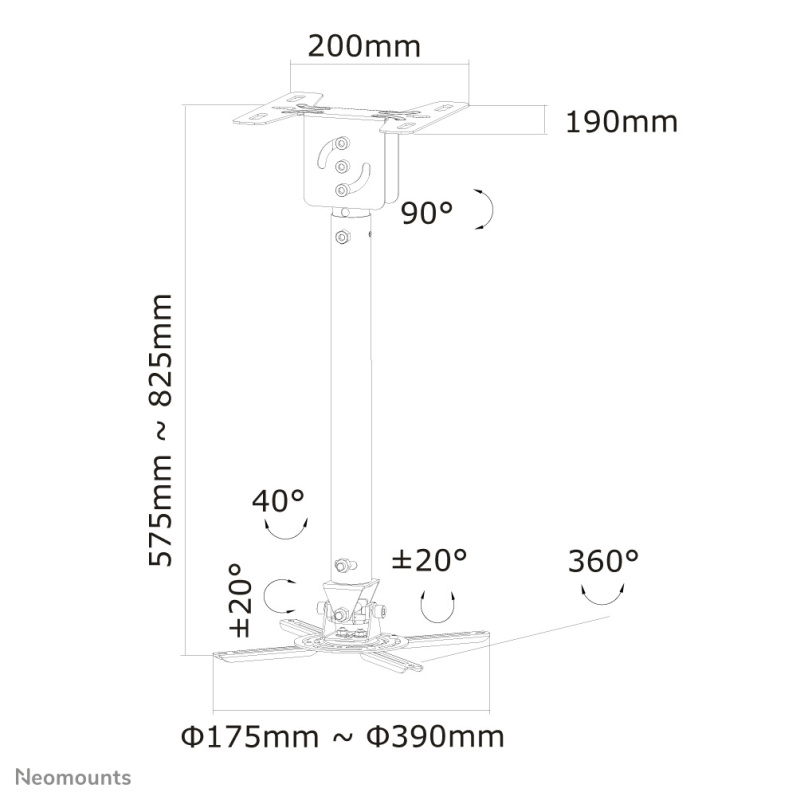 Neomounts support plafond projecteur