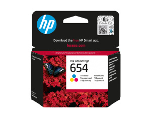 HP 654 Cartouche d’encre authentique économique Trois couleurs