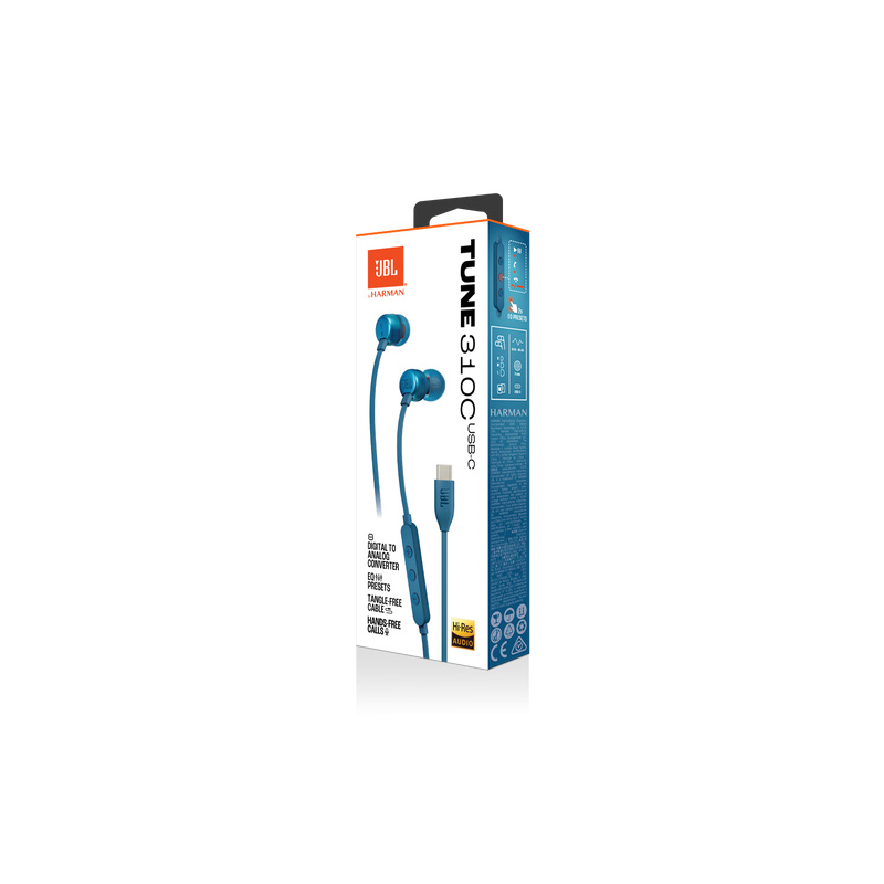 JBL Tune 310C USB Casque Avec fil Ecouteurs Appels/Musique USB Type-C Bleu