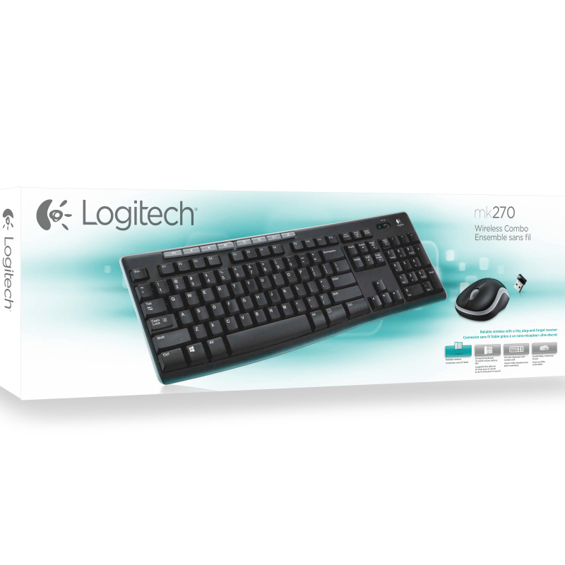 Logitech Wireless Combo MK270 clavier Souris incluse USB AZERTY Français Noir