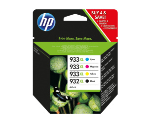 HP 932XL Black/933XL Cyan/Magenta/Yellow 4-pack Original Ink Cartridges cartouche d'encre 4 pièce(s) Rendement élevé (XL) Noir, Cyan, Magenta, Jaune