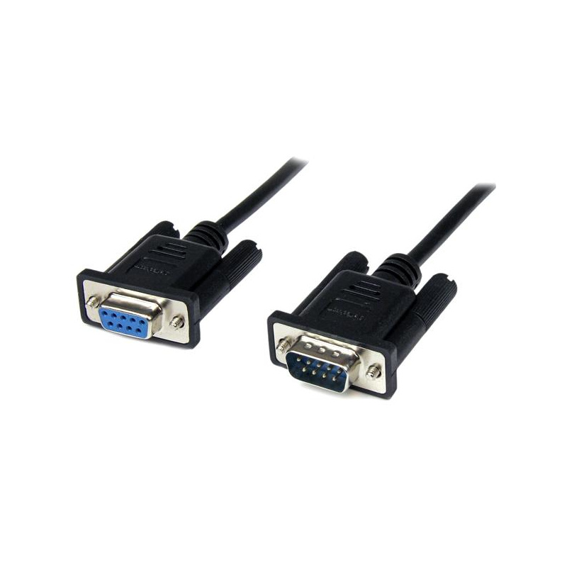 StarTech.com Câble Série RS232 Null Modem de 2m - Cordon DB9 Mâle Femelle - Câble Série Croisé avec Blindage Al-Mylar - Port série COM, Compatible avec les Appareils DTE, Noir, F/M