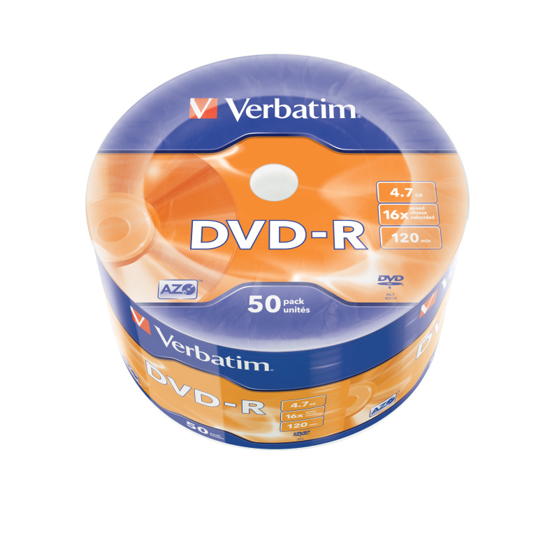 Verbatim Lot de 50 DVD-R couleur argent mat