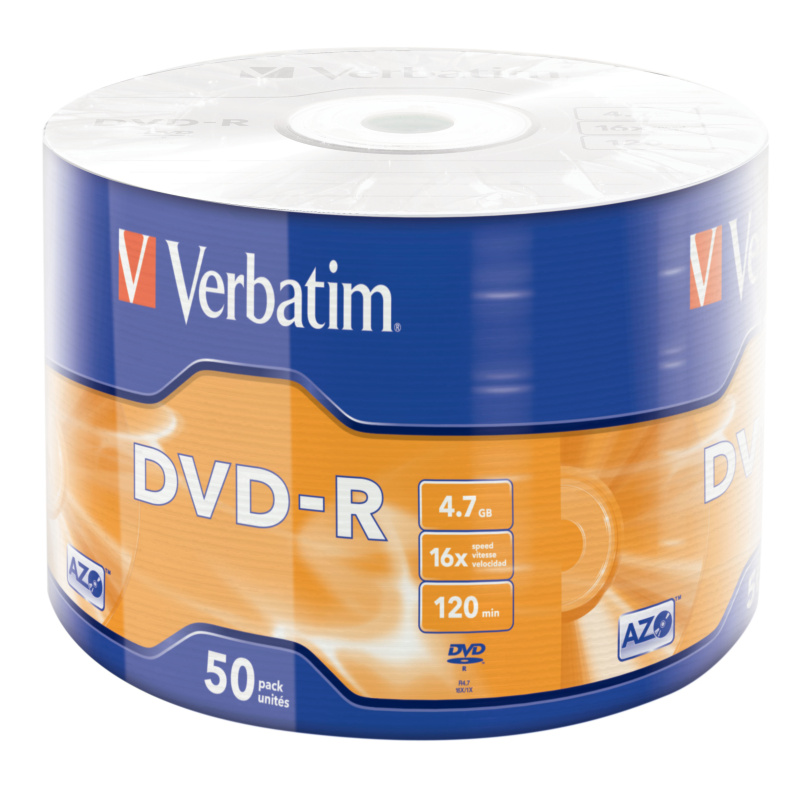 Verbatim Lot de 50 DVD-R couleur argent mat