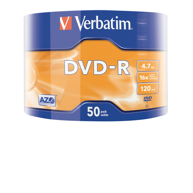 Verbatim Lot de 50 DVD-R couleur argent mat