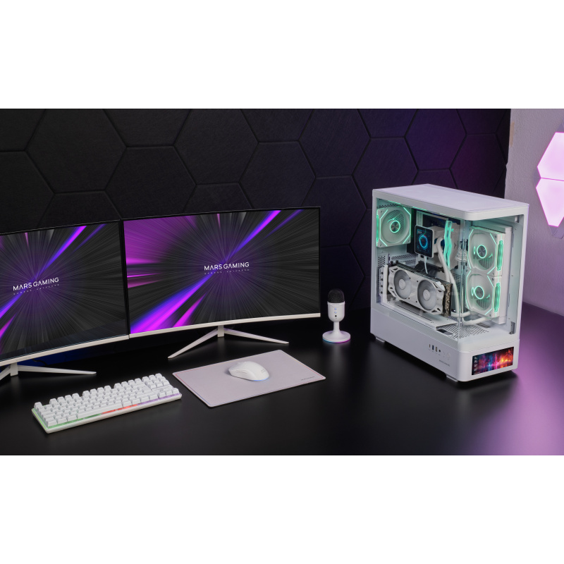 Mars Gaming MCLCDPROW unité centrale Midi Tower Blanc