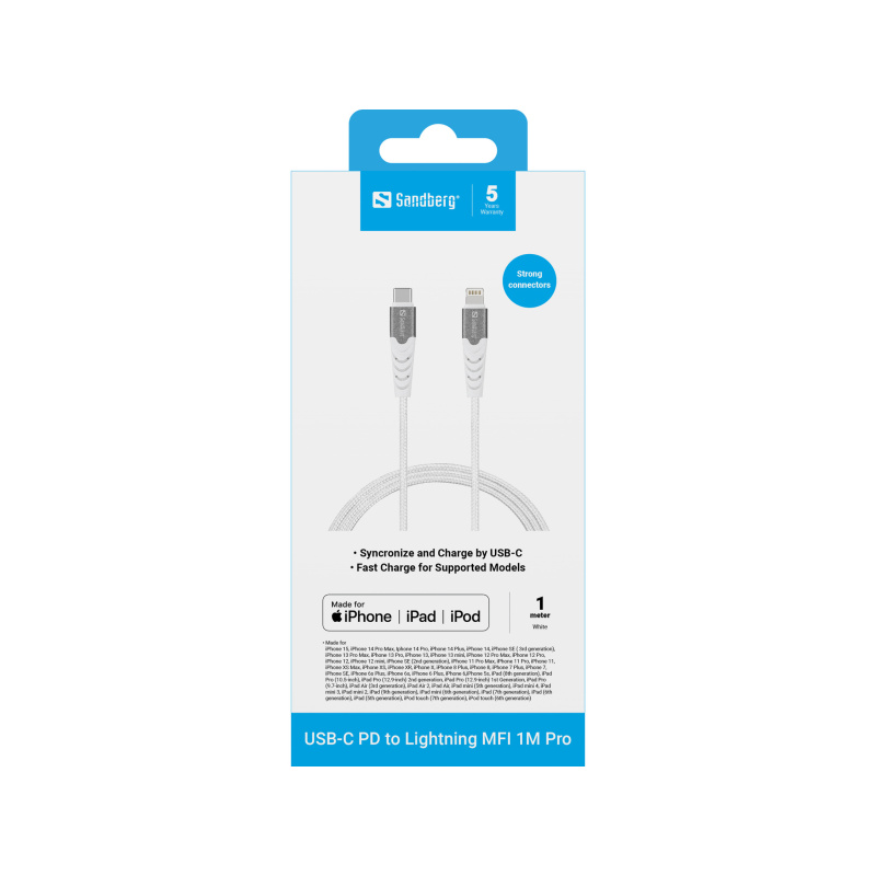 Sandberg USB-C PD to Lightning MFI 1M