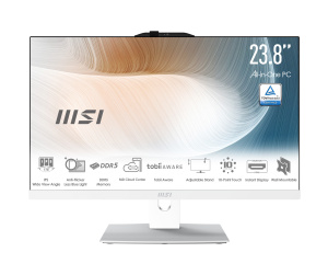 MSI Modern AM242TP 1M-1854FR Intel Core 7 150U 60,5 cm (23.8") 1920 x 1080 pixels Écran tactile PC All-in-One 16 Go DDR5-SDRAM 1 To SSD Windows 11 Pro Wi-Fi 6E (802.11ax) Blanc