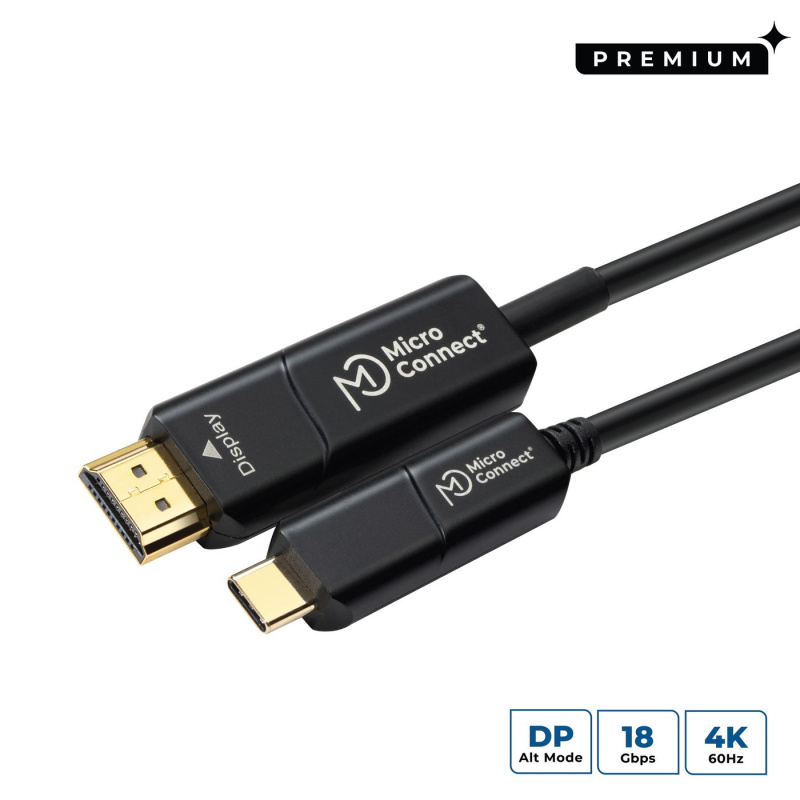 Microconnect USB3.1CHDMI20OP câble vidéo et adaptateur 20 m USB Type-C HDMI Noir