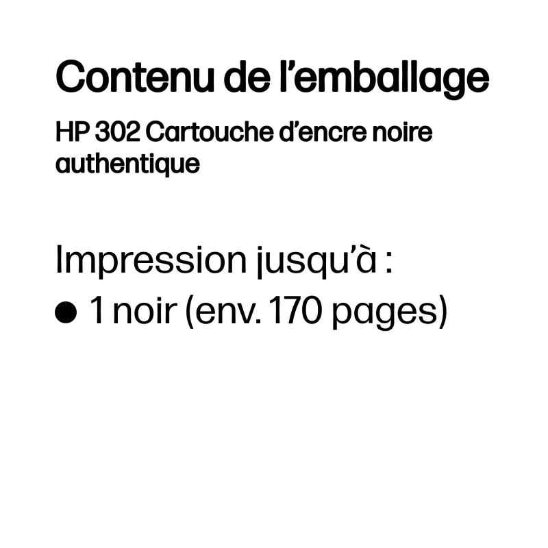 HP 302 Cartouche d’encre noire authentique