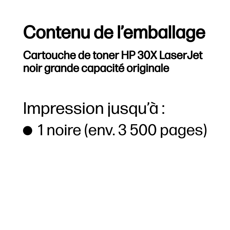HP Cartouche de toner 30X LaserJet noir grande capacité originale