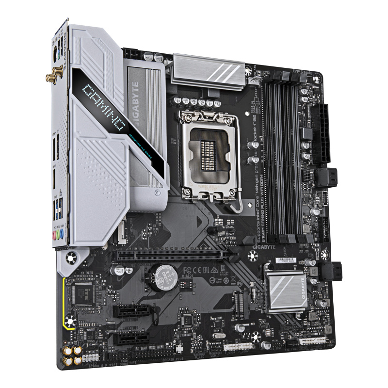 GIGABYTE B760M GAMING PLUS WIFI DDR4 Carte mère - Compatible avec les processeurs Intel Core de 14e génération, VRM 4+1+1 phases, jusqu'à 5333 MHz DDR4 (OC), 2xPCIe 4.0 M.2, Wi-Fi 6, LAN 1 GbE, USB 3.2 Gen 1