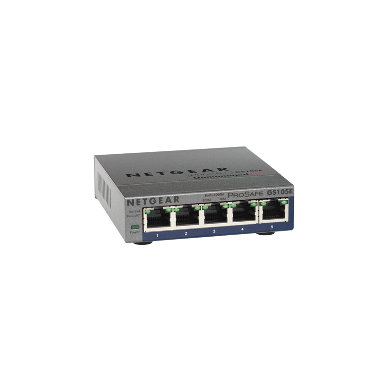 NETGEAR 5-Port ProSAFE Gigabit PoE Plus Géré L2 Gigabit Ethernet (10/100/1000) Connexion Ethernet, supportant l'alimentation via ce port (PoE) Gris