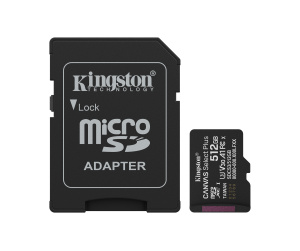 Kingston Technology 512GB microSDXC Canvas Select Plus Gen3 150MB/s A1 (Adaptateur SD inclus)