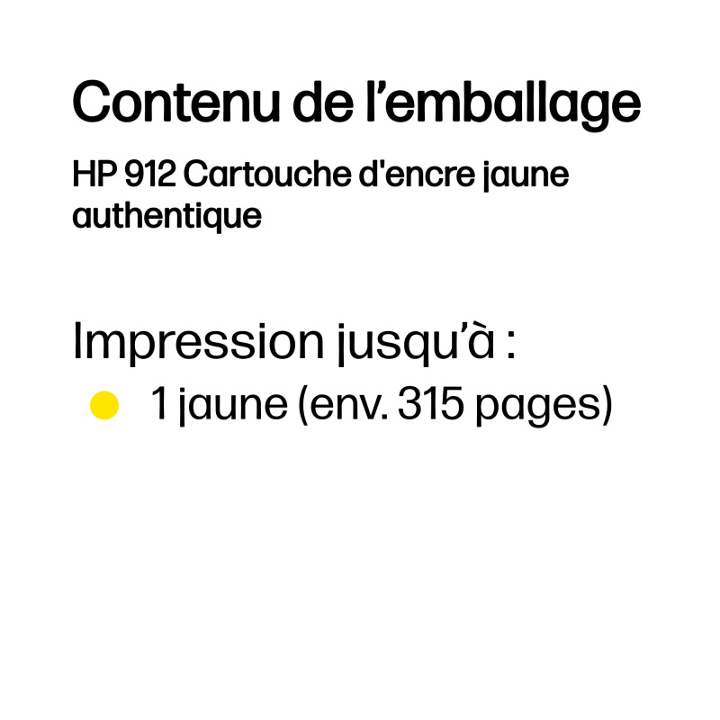HP 912 Cartouche d'encre jaune authentique