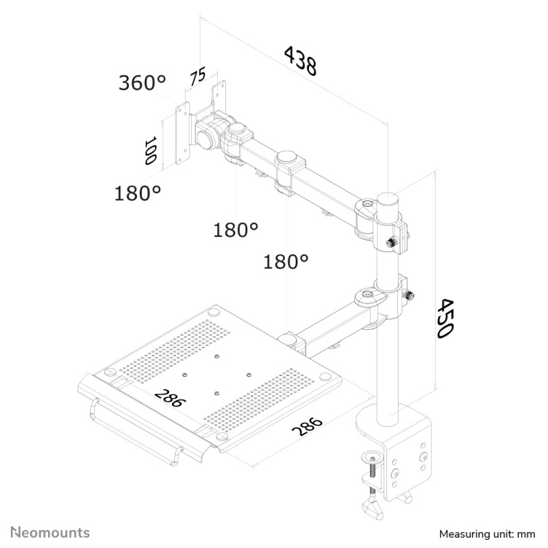 Neomounts FPMA-D960NOTEBOOK Support d'écran à fixer avec support pour ordinateur portable 10-27"