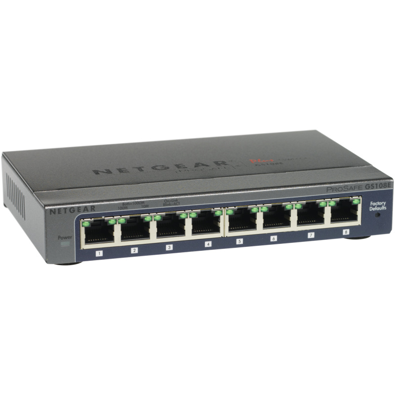 NETGEAR GS108E Géré Gigabit Ethernet (10/100/1000) Noir