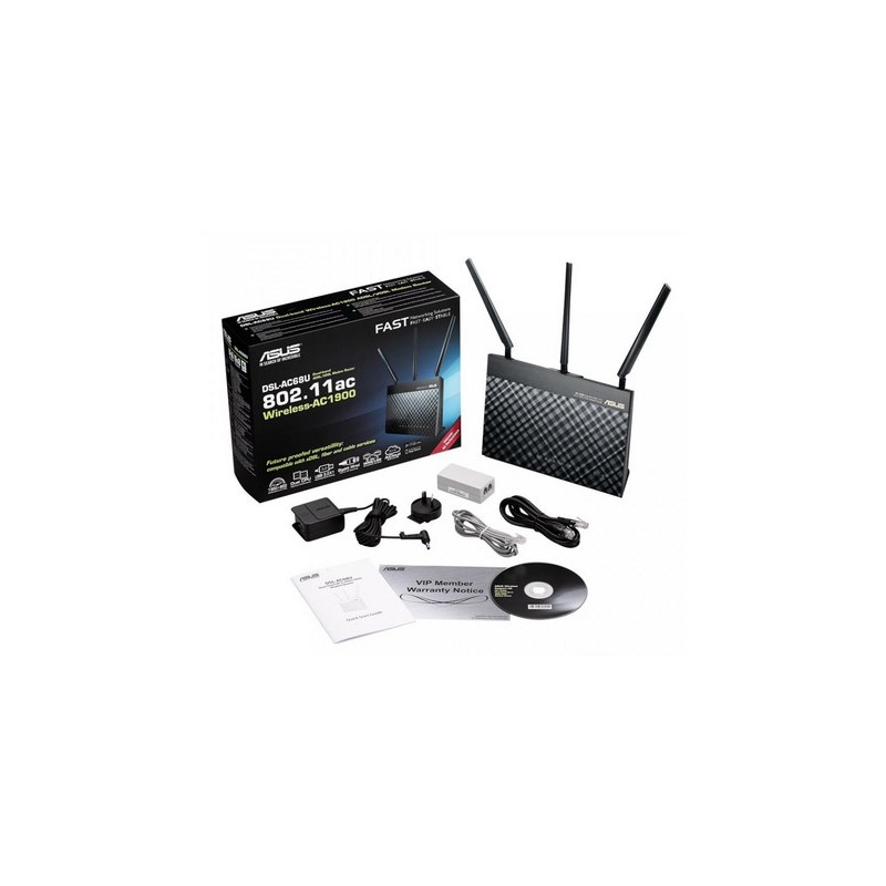 ASUS DSL-AC68U routeur sans fil Gigabit Ethernet Bi-bande (2,4 GHz / 5 GHz) Noir