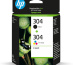 HP Pack de 2 cartouches authentiques d'encre noire/trois couleurs 304