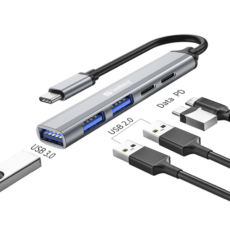 Sandberg 336-50 hub & concentrateur USB Type-C 5000 Mbit/s Gris