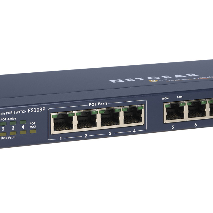 NETGEAR FS108P Non-géré Fast Ethernet (10/100) Connexion Ethernet, supportant l'alimentation via ce port (PoE)