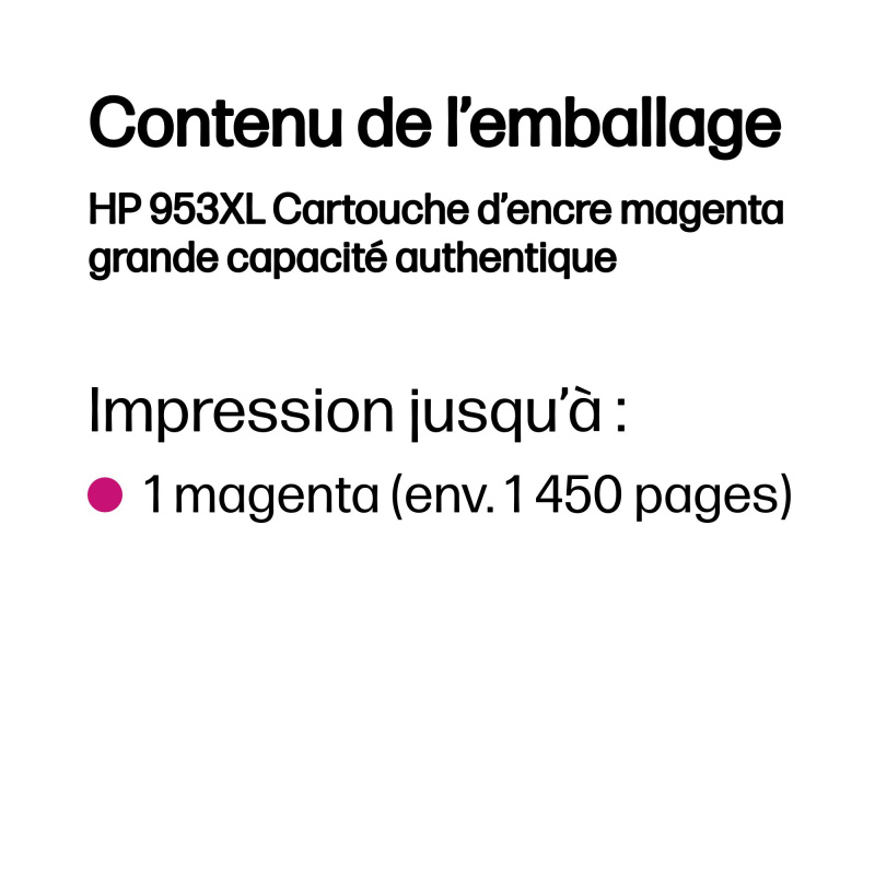 HP 953XL Cartouche d’encre magenta grande capacité authentique