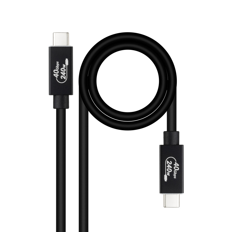 Nanocable 10.01.5001 câble USB USB4 Gen 3x2 1 m USB C 40 Gbit/s 240 W Noir