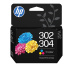 HP 302/304 Cartouche d’encre Combo Trois couleurs/Noir (pack de 2)