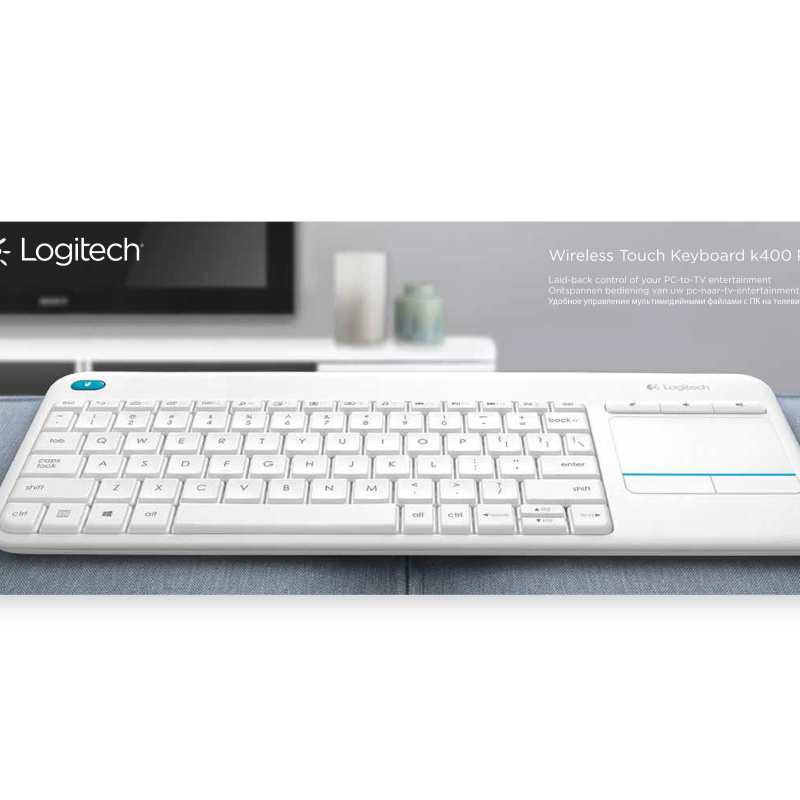 Logitech K400 Plus Tv clavier RF sans fil AZERTY Français Blanc
