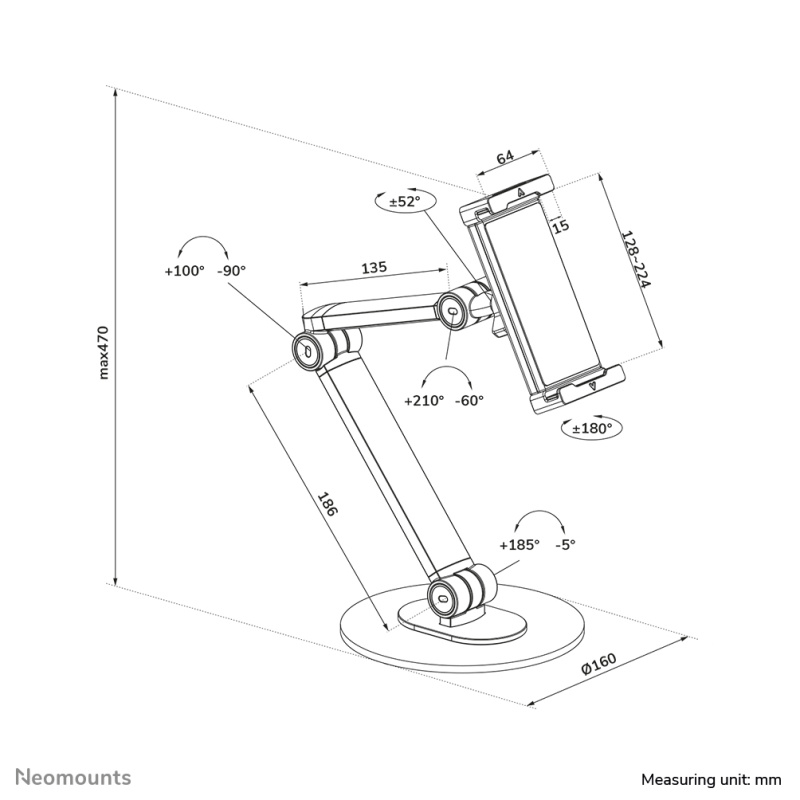 Neomounts DS15-550WH1 Support pour tablette 4.7-12.9" - universel